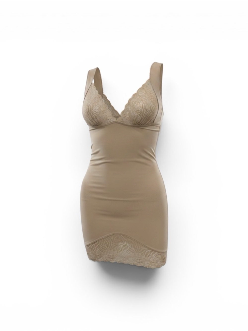 Simone Perele Beige Lace-Trim Shaping Slip